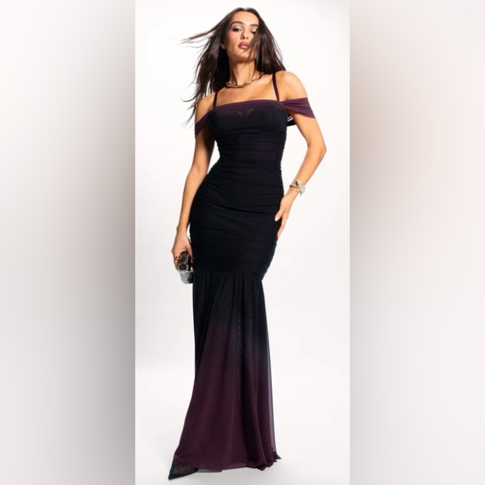 TA3 Cinching Bodycon Sweetie Mermaid Dress XL Limited Edition Ombré Garnet New